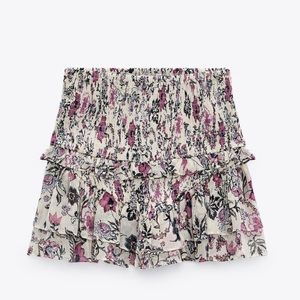 Zara Metallic Skirt with Print